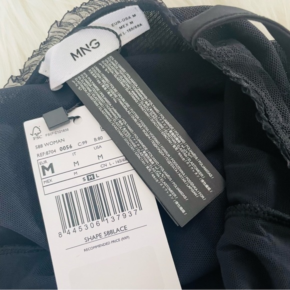 MANGO NWT Black Lace Bodysuit Size Medium - Picture 8 of 9